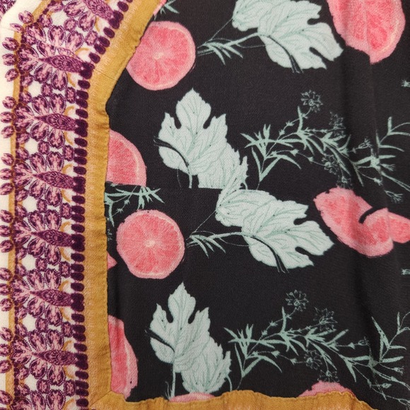 Free People Shirt Women's Small Boho Citrus Tie Sleeve Top Pink Black - Picture 6 of 11